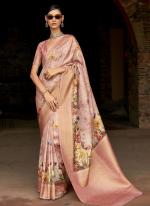 Tussar Silk Light Pink Ceremonial Wear Printed Saree